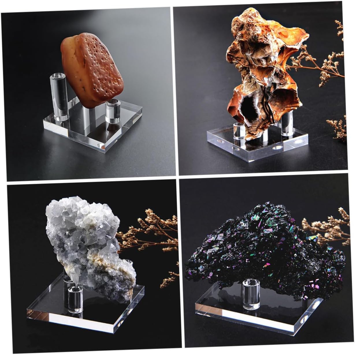 4pcs Acrylic Ore Specimen Holder Display Stand for Rises Stands Rock Holders Crystal Model Display Racks