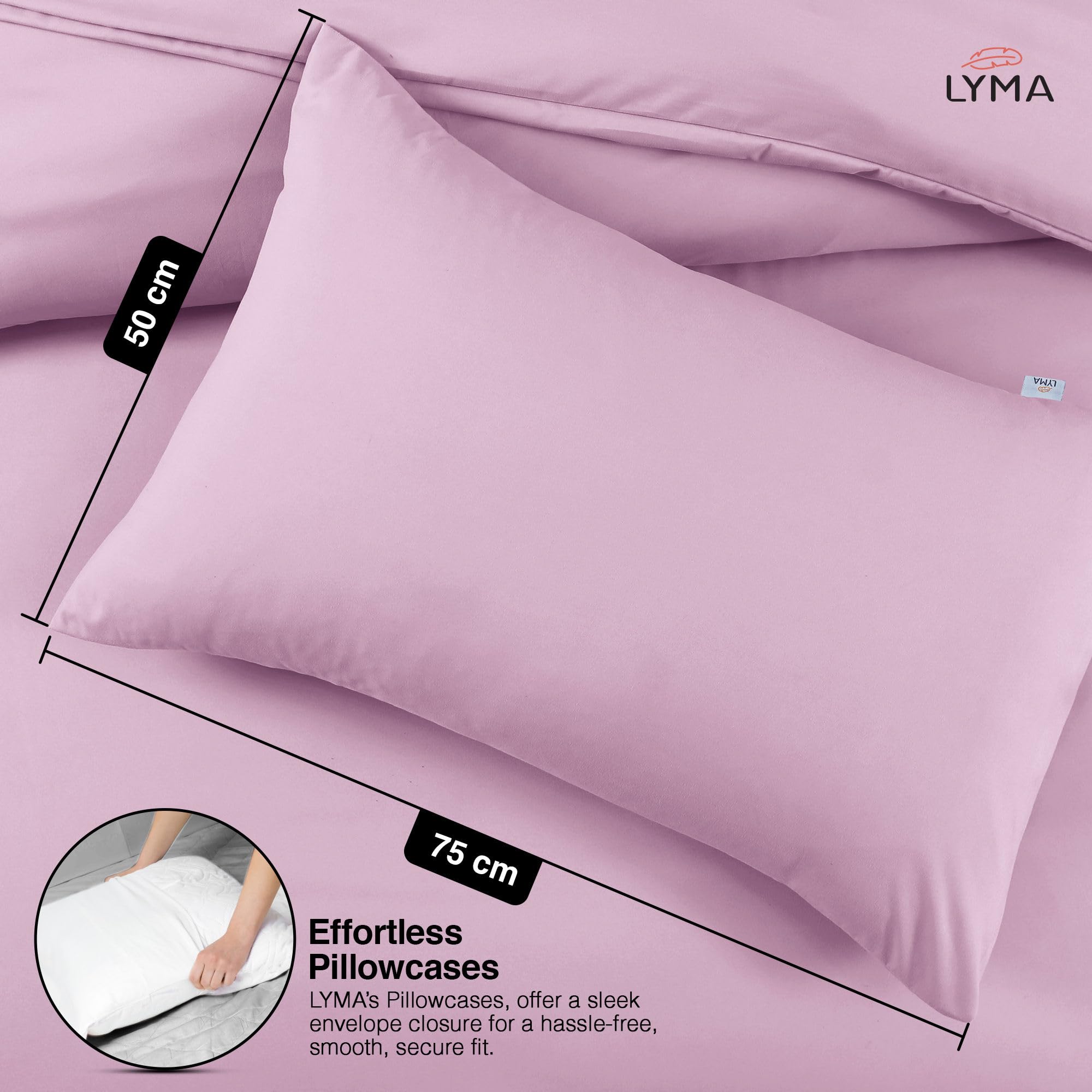 LYMA Pillow Cases Pack of 2 & 4,Ultra Soft Breathable Housewife & Oxford Cover - Image 4