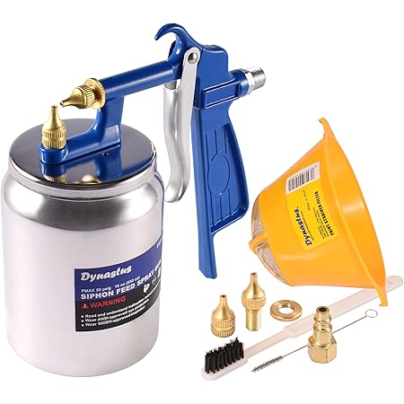 Dynastus Suction Feed Siphon Air Spray Gun for Spraying Oil-Based or Latex Paints, with Filtering and Cleaning Kits