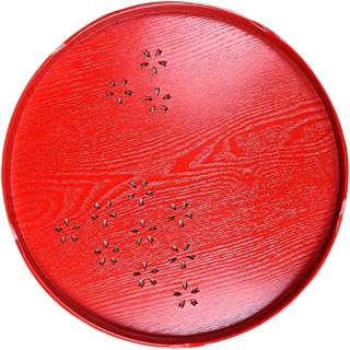 Bandeja Redonda de Madera Roja para Ceremonia de Té Boda Hueca Decorativa Ecológica y Práctica para Restaurantes y Hogar