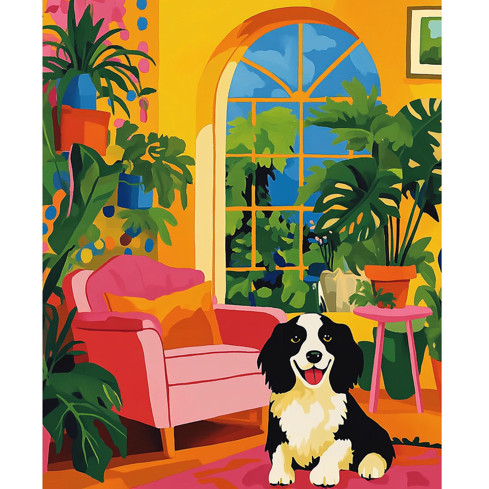 NEWENMO Landscape Paint by Numbers for Adults,Cute Dog Painting by Number Kit,Plants Paint by Numbers Kits,Digital Oil Painting,DIY Acrylic Pigment Drawing Paintwork for Home Decor 40x50cm