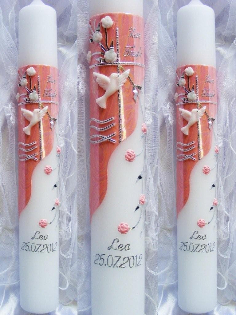 Candela Battesimo Con Scritta - 250x70 Mm, Bianco/Argento, Con Accessori Per Personalizzazione - Foto 4