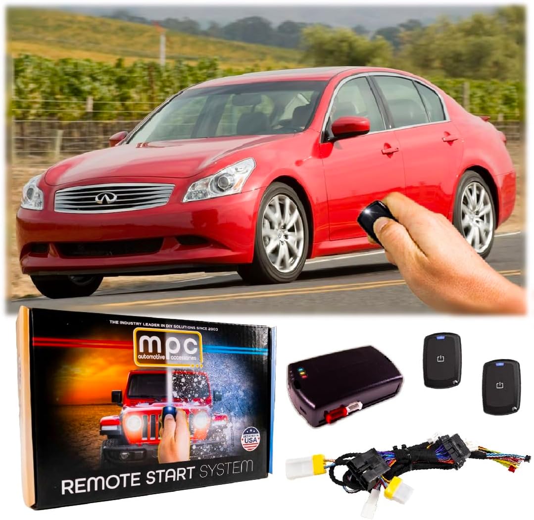 MPC Complete Factory Remote Activated Remote Start Kit Compatible with 2007-2009 Infiniti G35 - Push-to-Start - with T-Harness