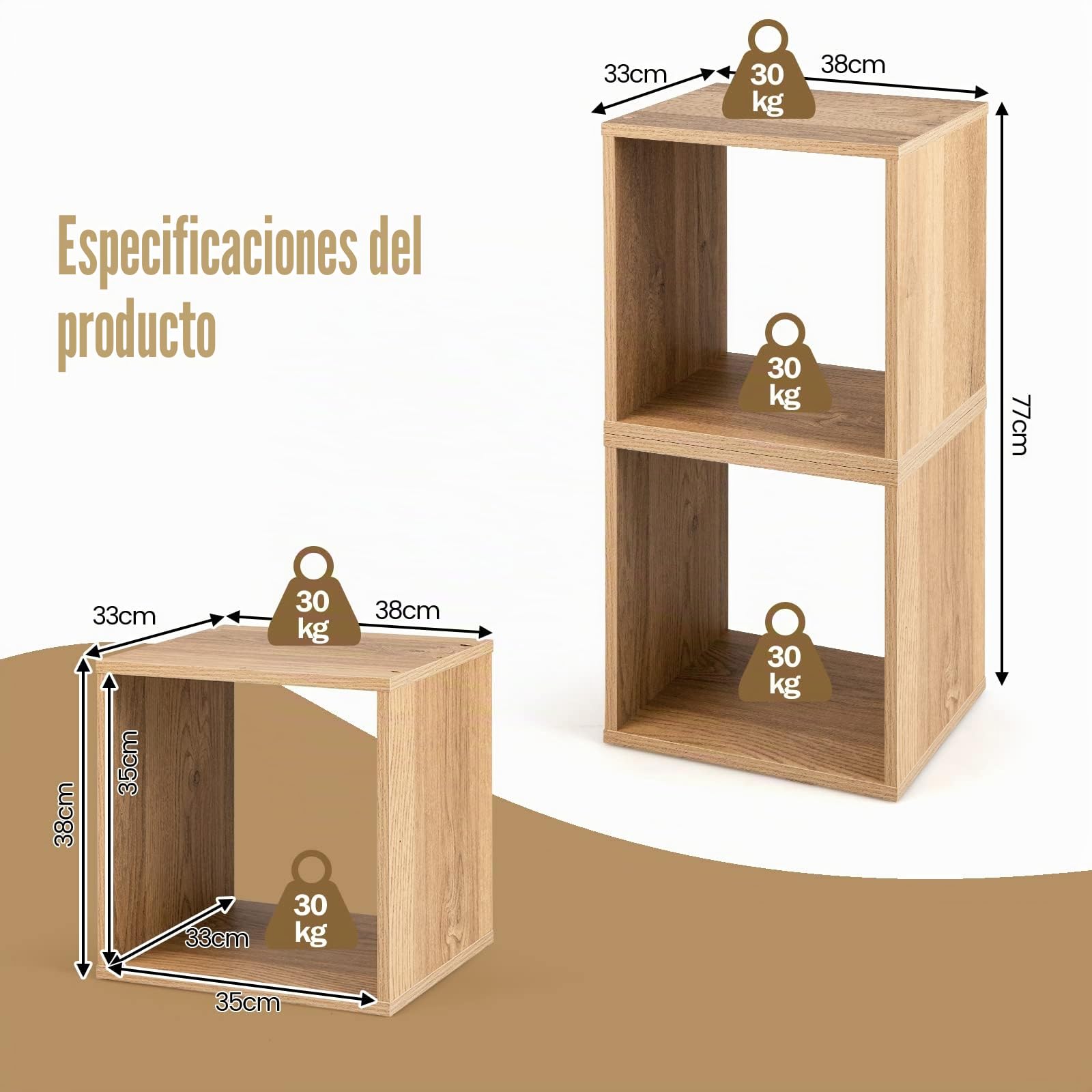 GOPLUS Juego de 2 organizadores de Almacenamiento Decorativos de Cubo, Cubos de Almacenamiento apilables estantes de Almacenamiento