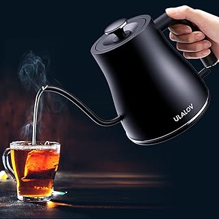 Ulalov Electric Gooseneck Kettle Ultra Fast Boiling Hot Water Kettle 100% Stainless Steel for Pour-over Coffee & Tea, Lea...