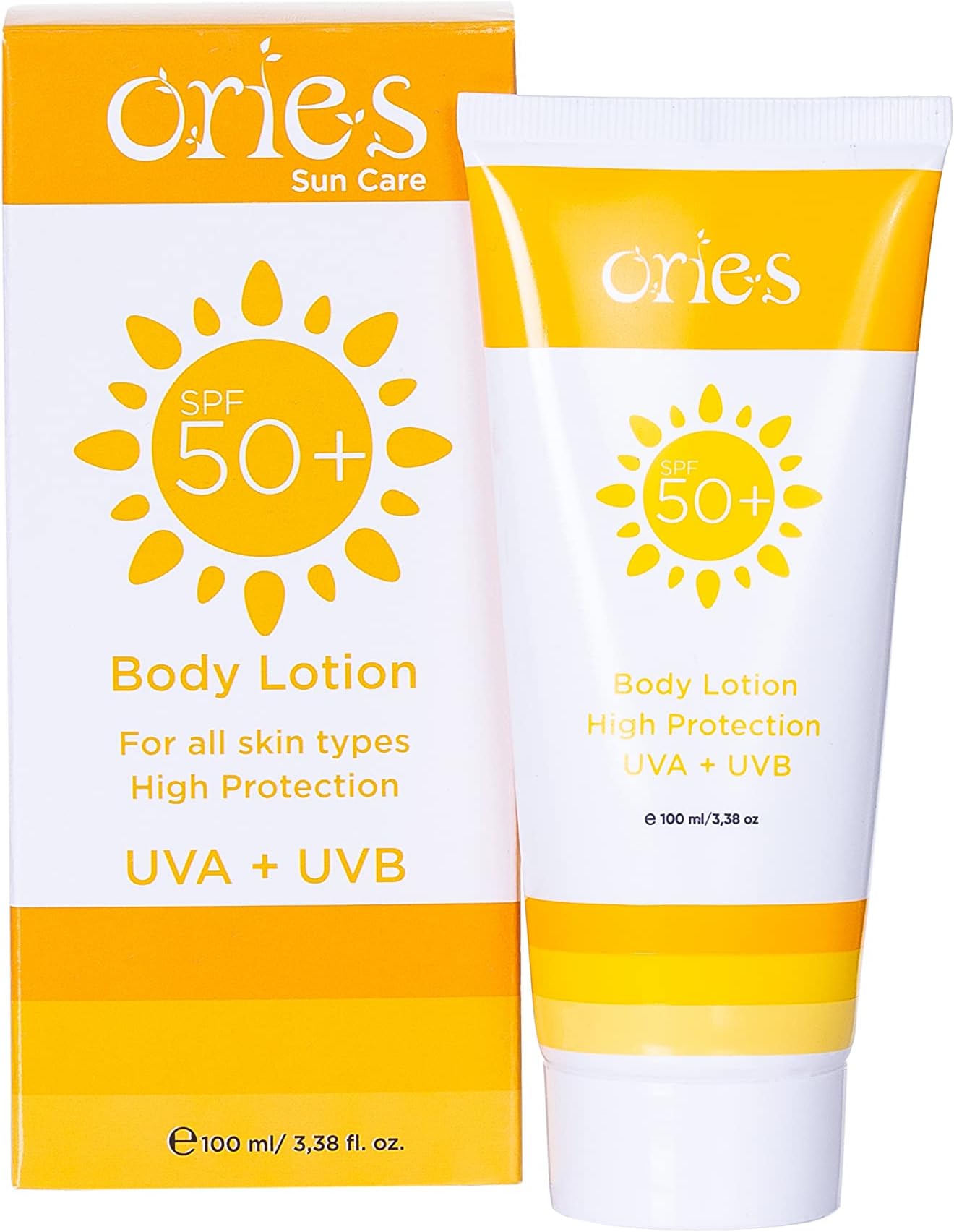 Ories SPF 50 Sunscreen Lotion 100 ml for Sensitive Skin (Body & Face), High Protection to UVA and UVB, Perfume Silicon Paraben Alcohol Free, ideal for whole family over aged 5, not causes comedones