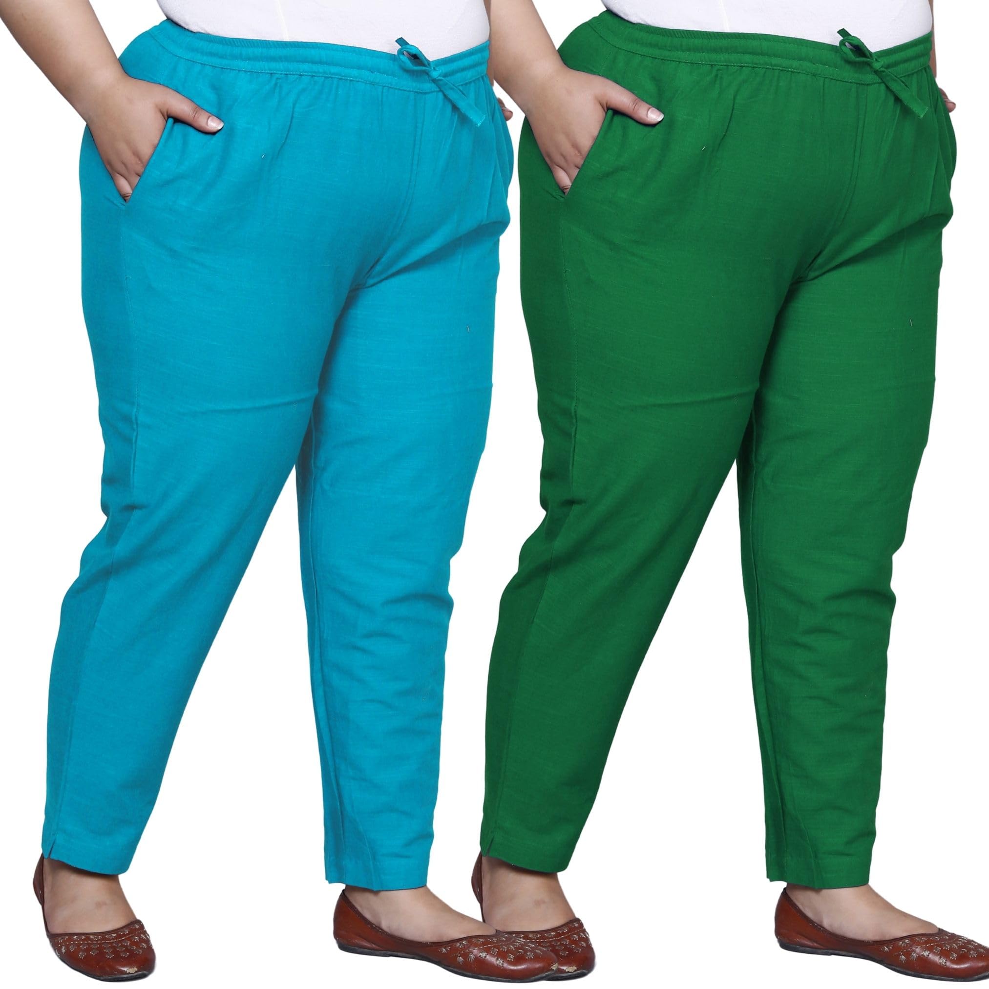 Women's Casual Pure Cotton Plus Size Trouser/Pants with Pockets, Combo Pack of 2-picture-15
