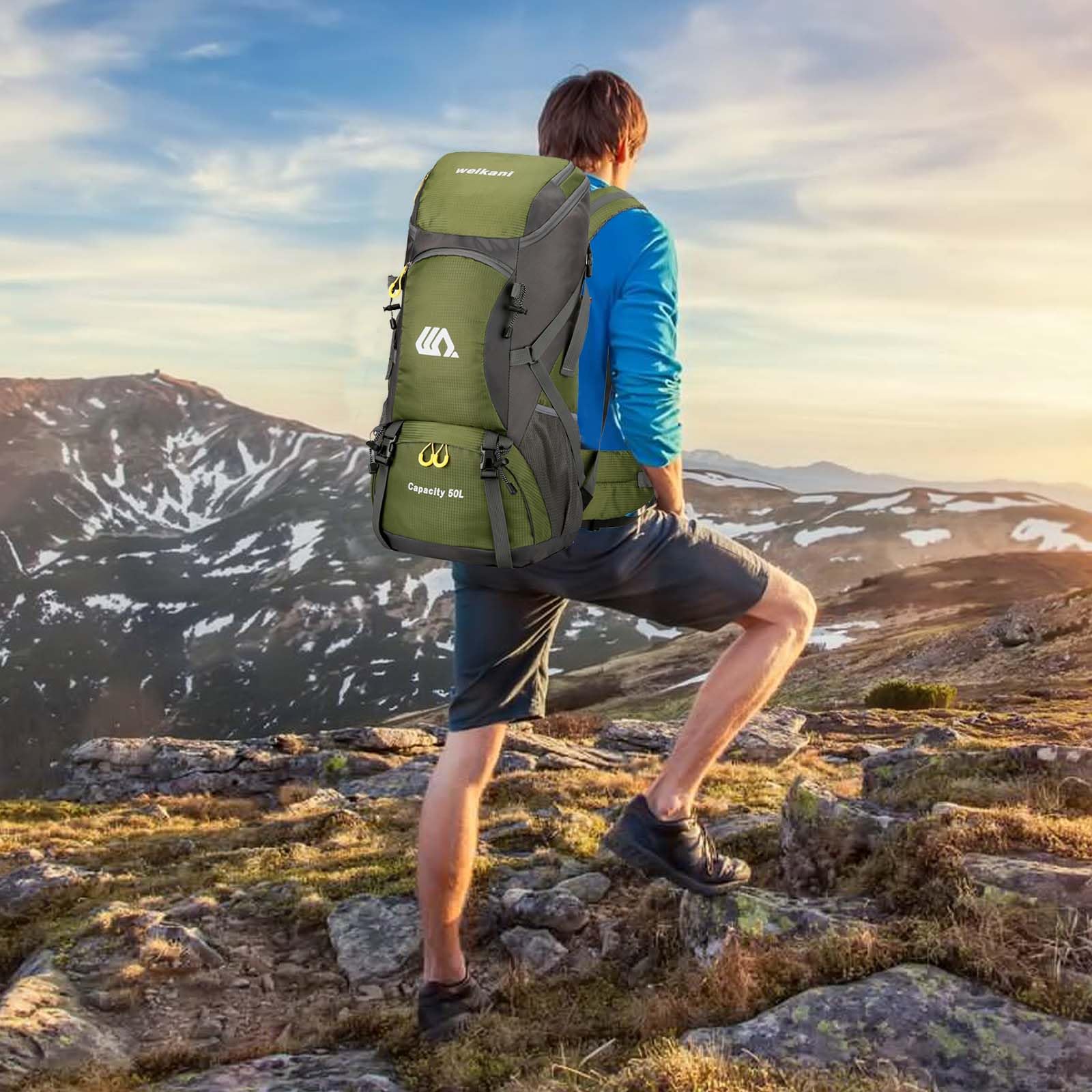 Plecak trekkingowy męski 50 l plecak podróżny damski duży wodoodporny plecak trekkingowy z pokrowcem przeciwdeszczowym do jazdy na rowerze piesze wycieczki camping wspinaczka górska sporty na