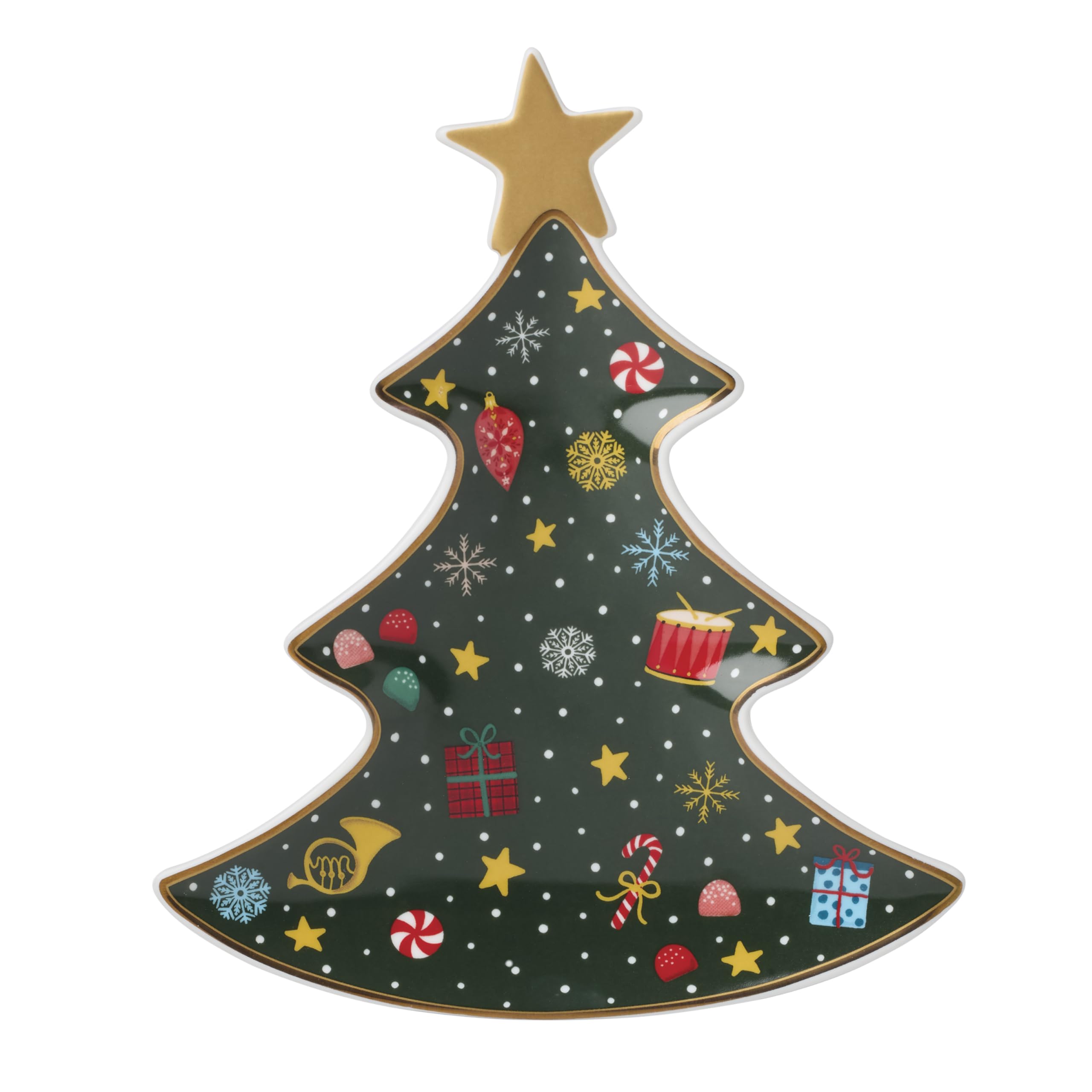 Lenox Plato para Dulces, Cascanueces, Bandeja de Alimentos, Hecha de Porcelana, Solo Lavado a Mano, Plato de golosinas de Invierno con árbol, Ballet con Cascanueces, decoración
