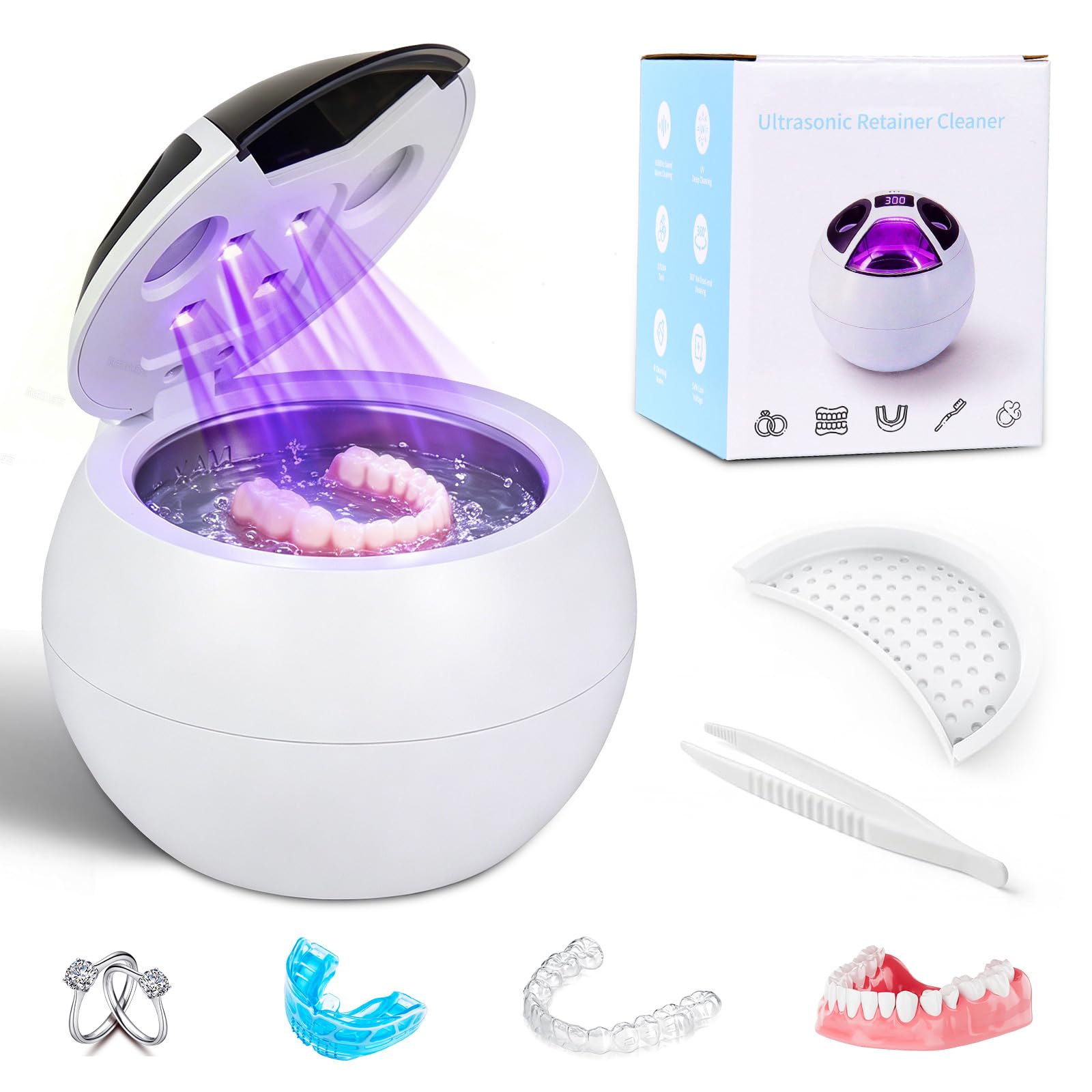 45kHz Ultrasonic Retainer Cleaner Machine, Denture Retainer Cleaner for Night Guards, Braces, Aligner, Jewelry-picture-20