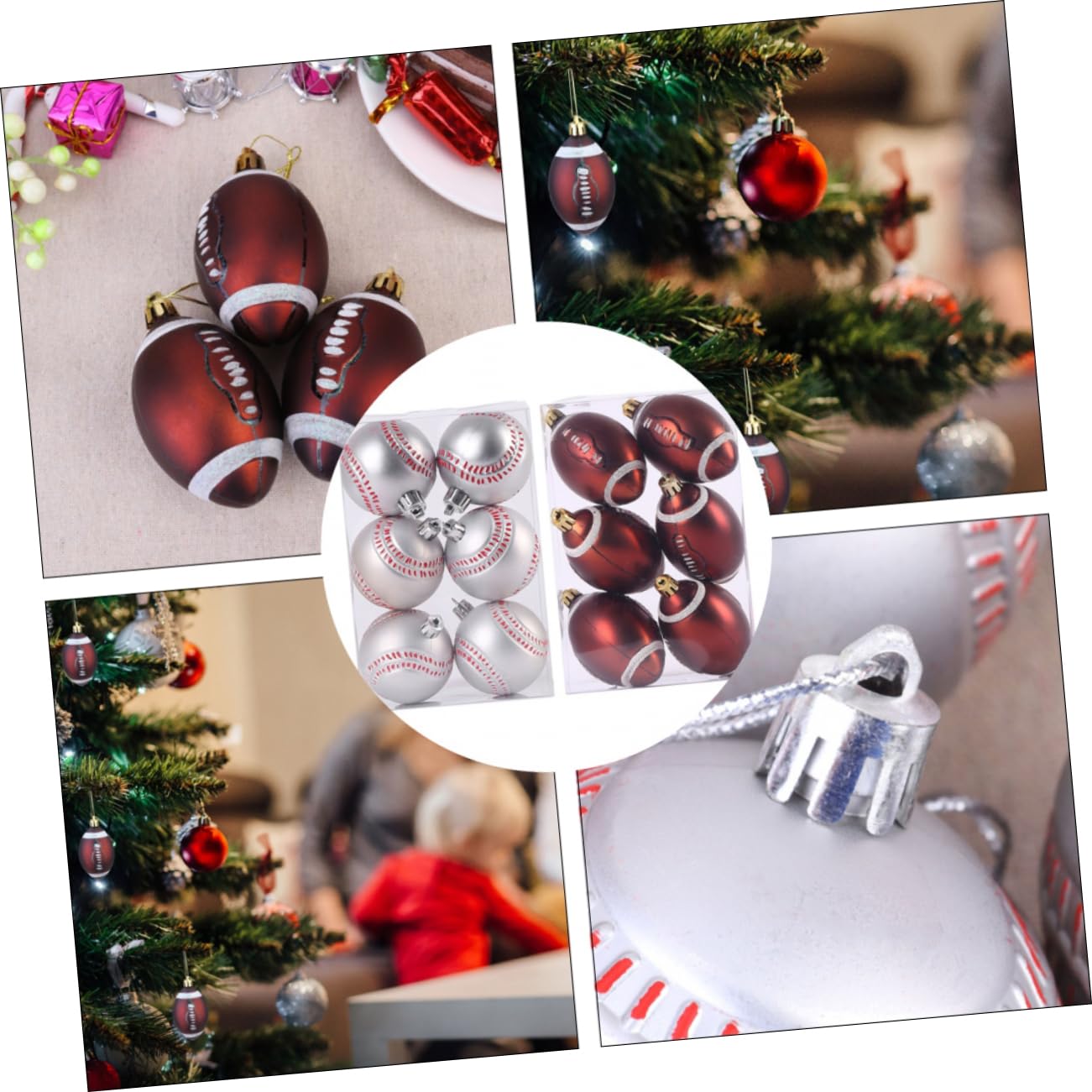 Ciieeo 3 Juegos De 12 Adornos Navideños con Temática Deportiva para Fiestas Navideñas Adornos Decorativos para Árbol Hogar Boda Compromiso Barandilla.
