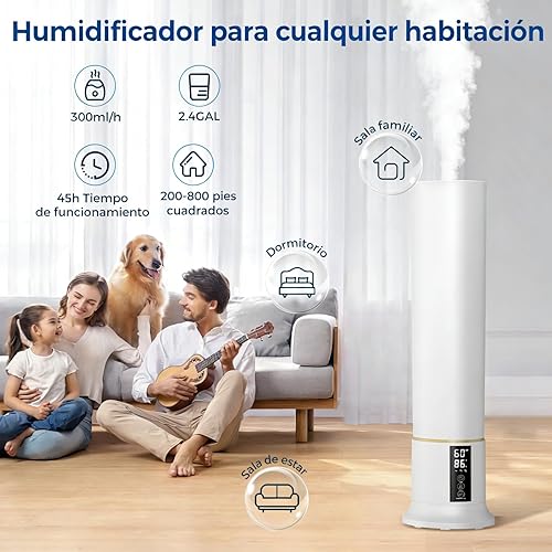 Miniatura 2 de Abolee Humidificadores para dormitorio de 9 litros con difusor de aceite esencial, humidificador de habitación grande, humidificador de aire