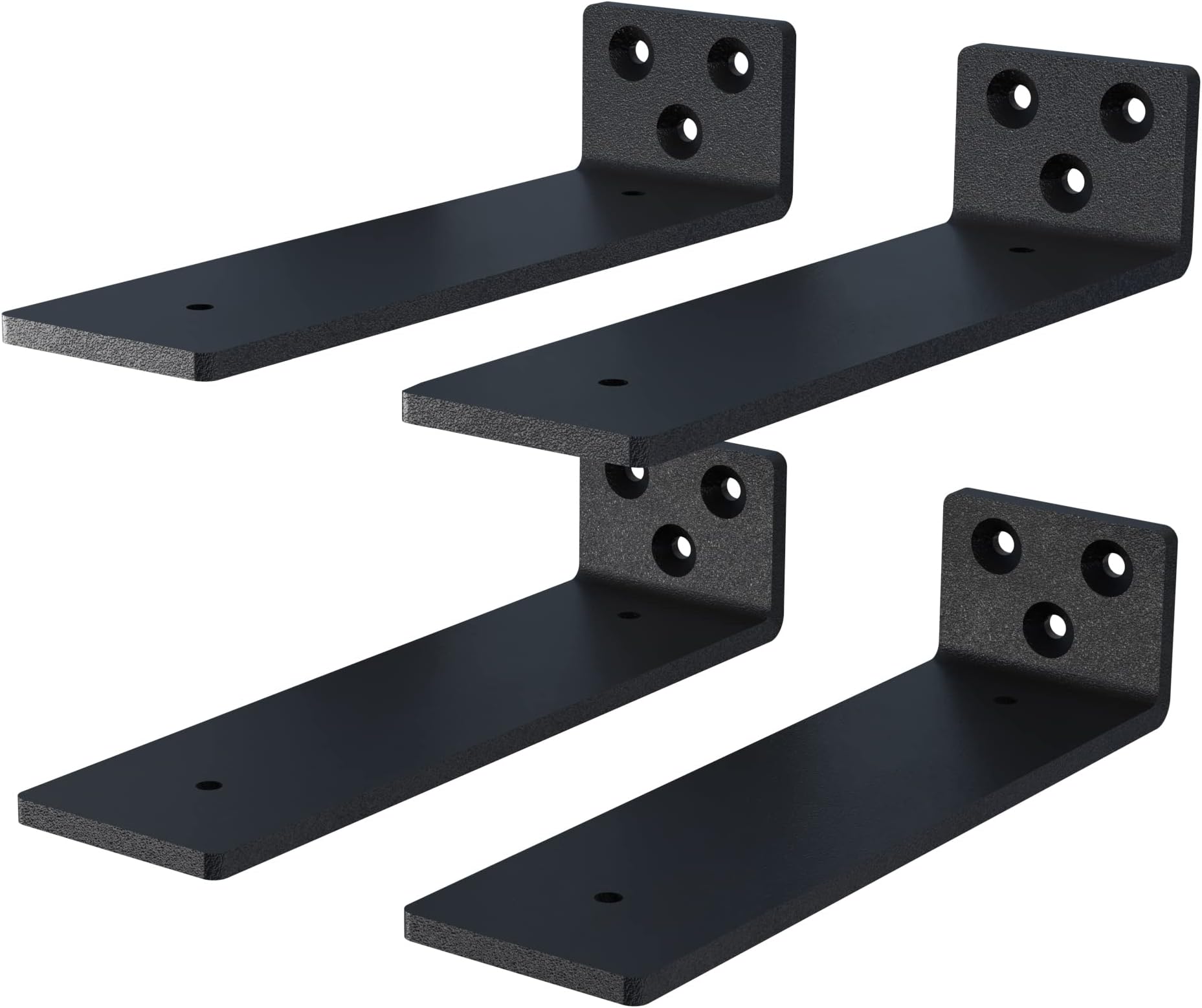 4-Pack 12 Inch Floating Shelf Brackets, Heavy Duty Hidden Shelves Bracket for Small Shelf, Kitchen Shelf, Nursery Shelf, Black Powder Coated Steel