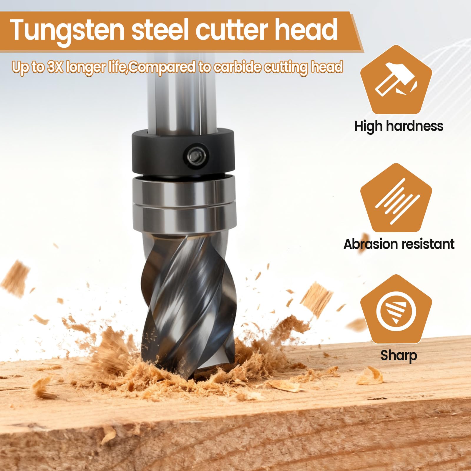 Fraise à défoncer en spirale avec tige de 8 mm, longueur de coupe de 12,7 mm, diamètre de coupe de 12 mm, fraise à rainure en spirale à compression en carbure massif pour le travail du bois
