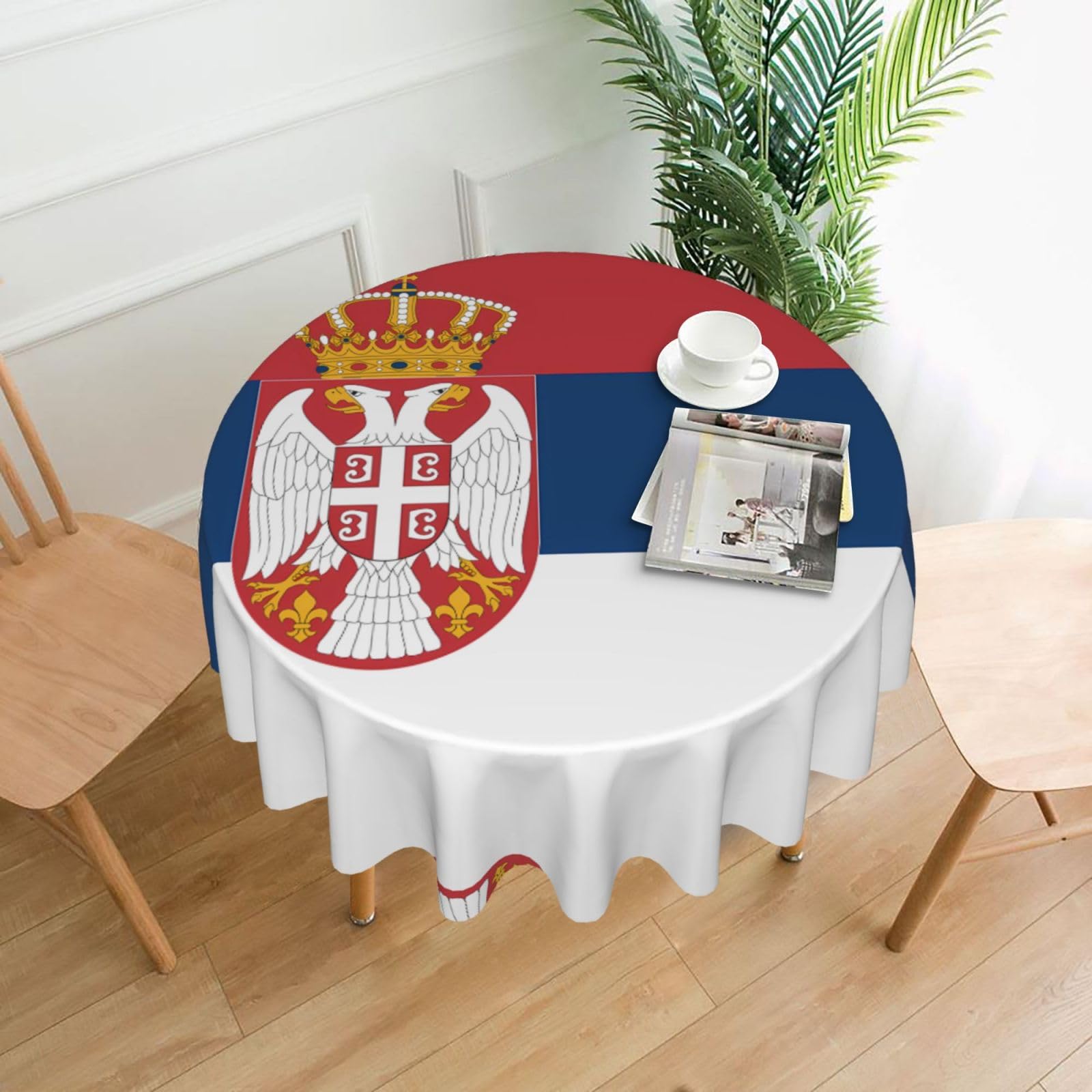 ZHAOUR Flag Of Serbia Print Round Washable Tablecloth – Table Cover