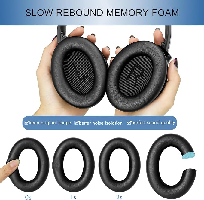 Almohadillas de Repuesto para Bose QC35 y QC35 ii, Negras miniatura 4