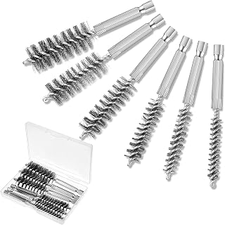 YANDUKA 6 Pieces Stainless Steel Bore Brush Different Sizes Wire Brush Drill Bore Cleaning Brush for Drill Impact Driver Rust Remover Polishing with Handle 1/4 Inch Hex,4 Inch