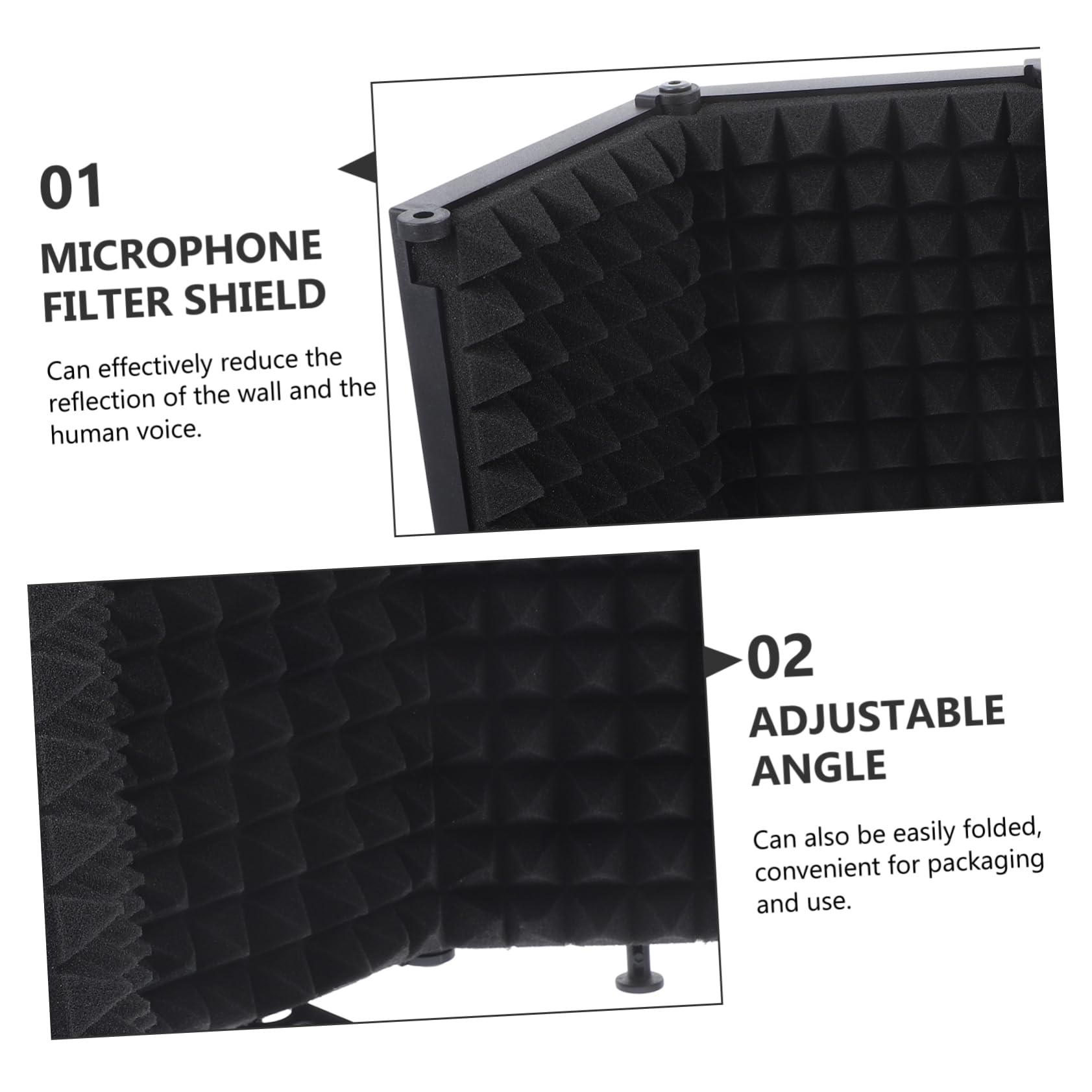 Filtre Anti-pop pour Microphone 1 Set, Écran à Trois Panneaux Noir
