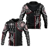 365CUSGIFTS - Viking Zip Hoodie Cool 3D Liner Zip Hoodie Upgrade Quality Pullover Novelty Print Viking Costume Men And Women