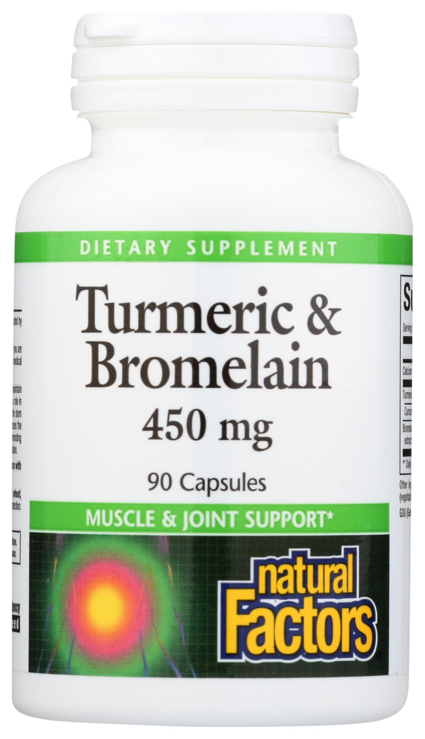 Natural Factors, Turmeric & Bromelain 450 mg, Muscle and Joint Support, 90 Capsules