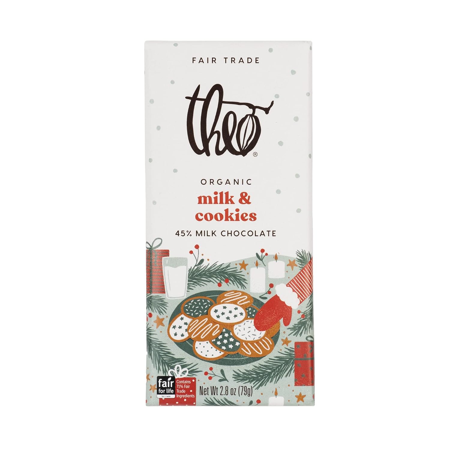 Theo Chocolate Holiday Gingerbread Toffee Organic Dark Chocolate Bar, 70% Cacao, 6 Pack | Fair Trade