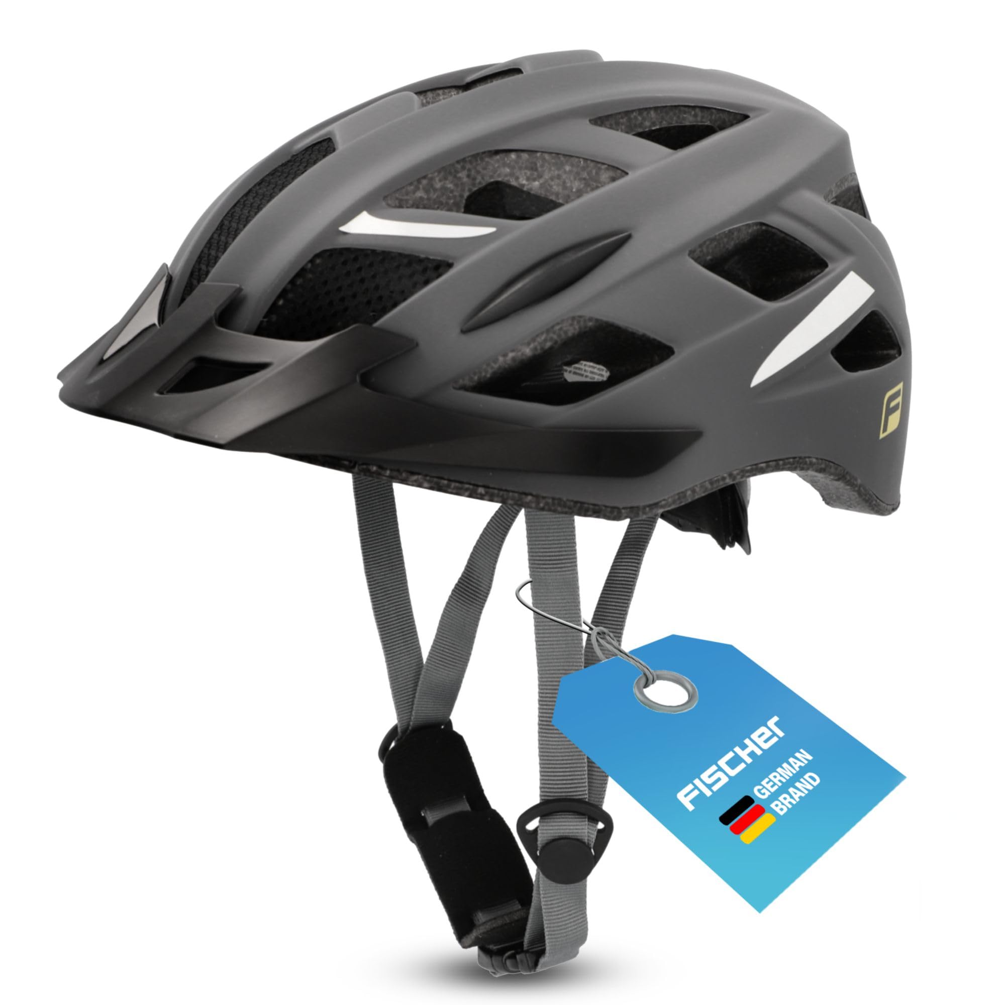 Fischer Urban Levin Adult Bicycle Helmet, City Helmet, L/XL, 58-61 cm, Grey, with Illuminated Inner Ring System