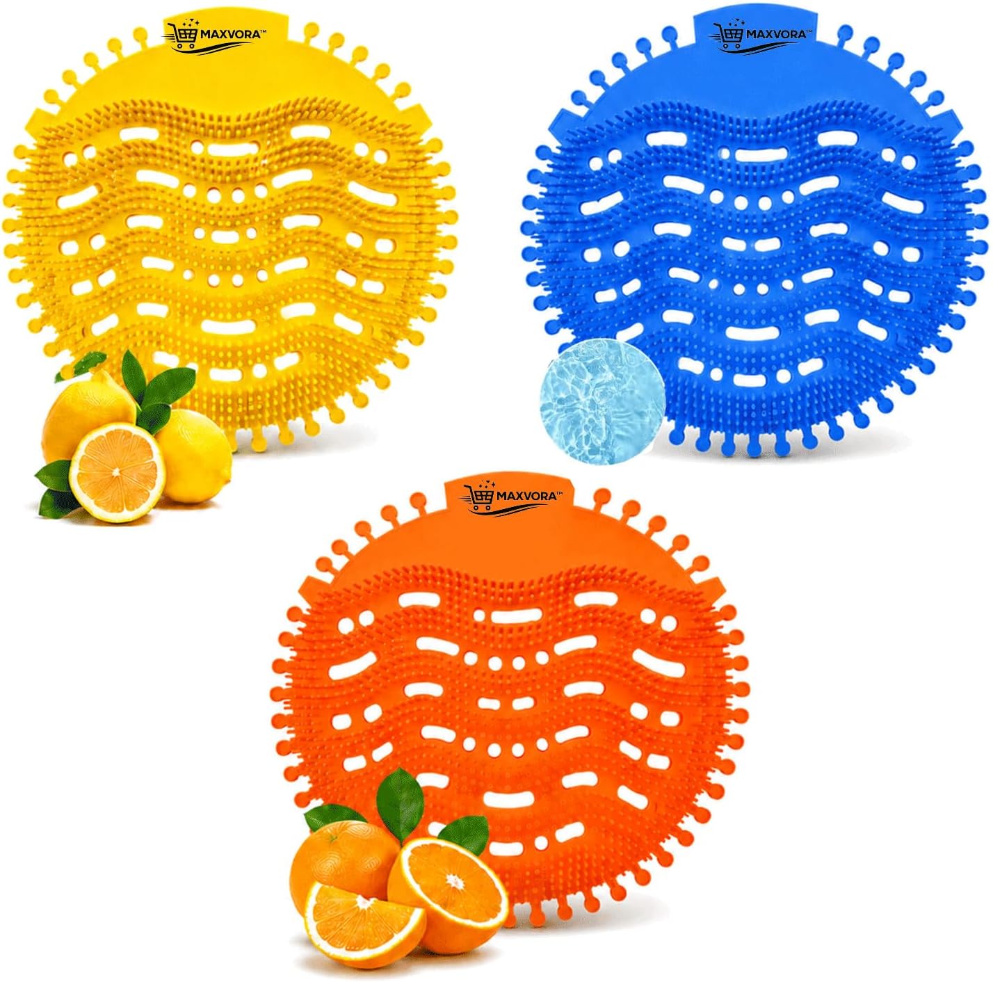 Urinal Screen Deodorizer 24 Pack with Gloves, Anti-Splash Urinal Cakes for Men’s Toilets, Fresh Scent Urinal Screen Mats for Restroom, Office, Hotels & Schools Odor Control(8 Blue, 8 Yellow, 8 Orange)