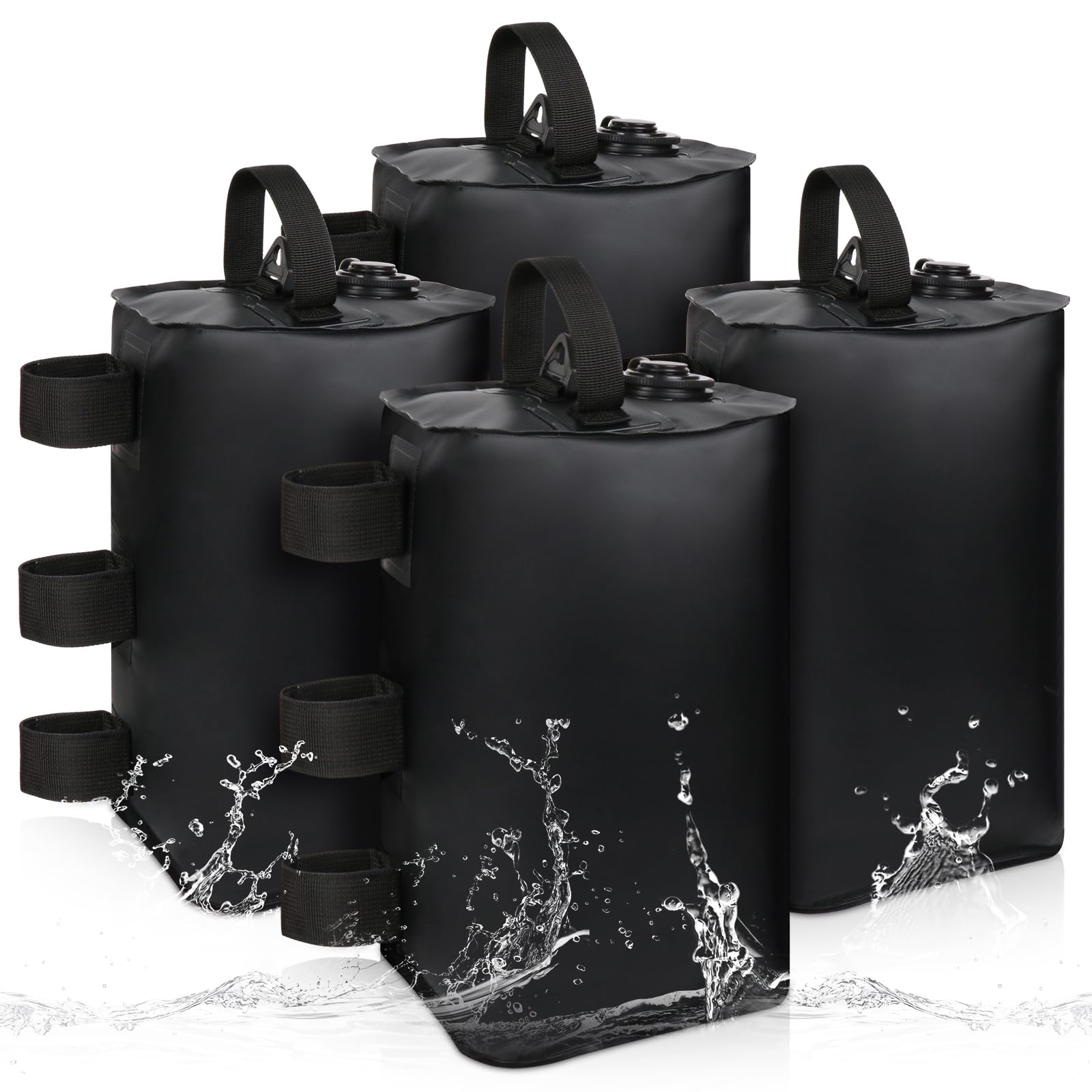 ILLUMINEW 4 Pack Canopy Water Weight Bag, 88 LBSWater Tent Weights Set of 4 Leg Weights for Gazebo, Pop Up Canopy, Canopies, Tent (Black 10L)