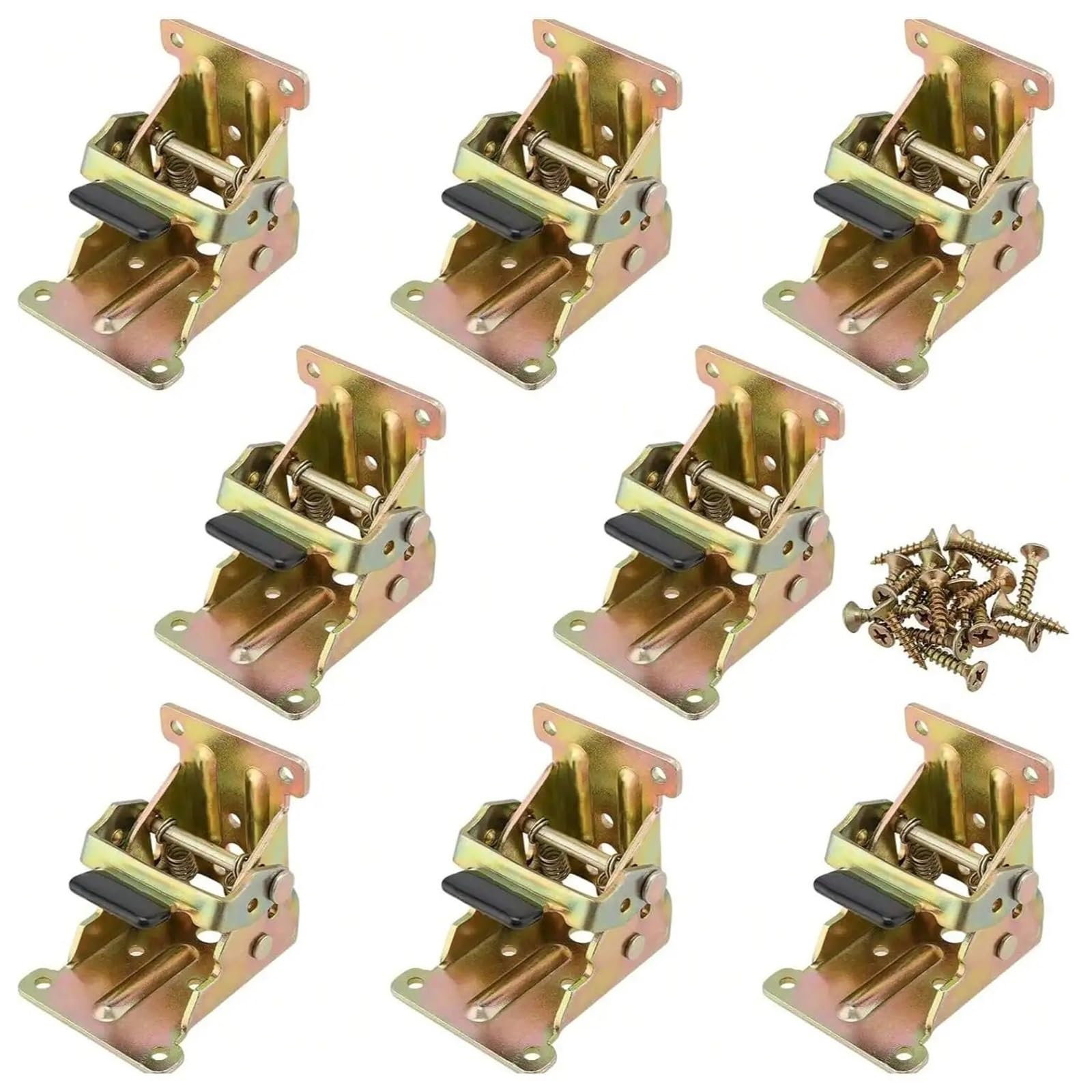 Ozlcua Yellow 8 Pack 90 Degrees Folding Table Legs Brackets, Lock Extension Support Bracket Heavy Duty Foldable Self-Lock(Yellow)