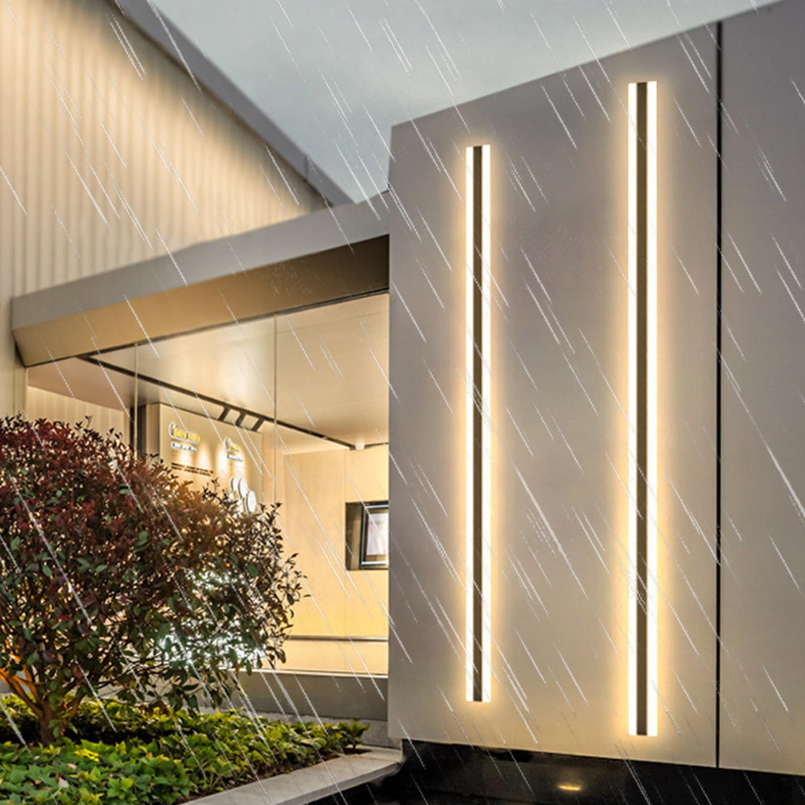 Wandleuchte für den Außenbereich, Solaire LED, Sans Fil, 2700 K/4500 K/6500 K, Etanche IP65, aus schwarzem Aluminium, für Außenküche, Veranda (warm, 80 cm)