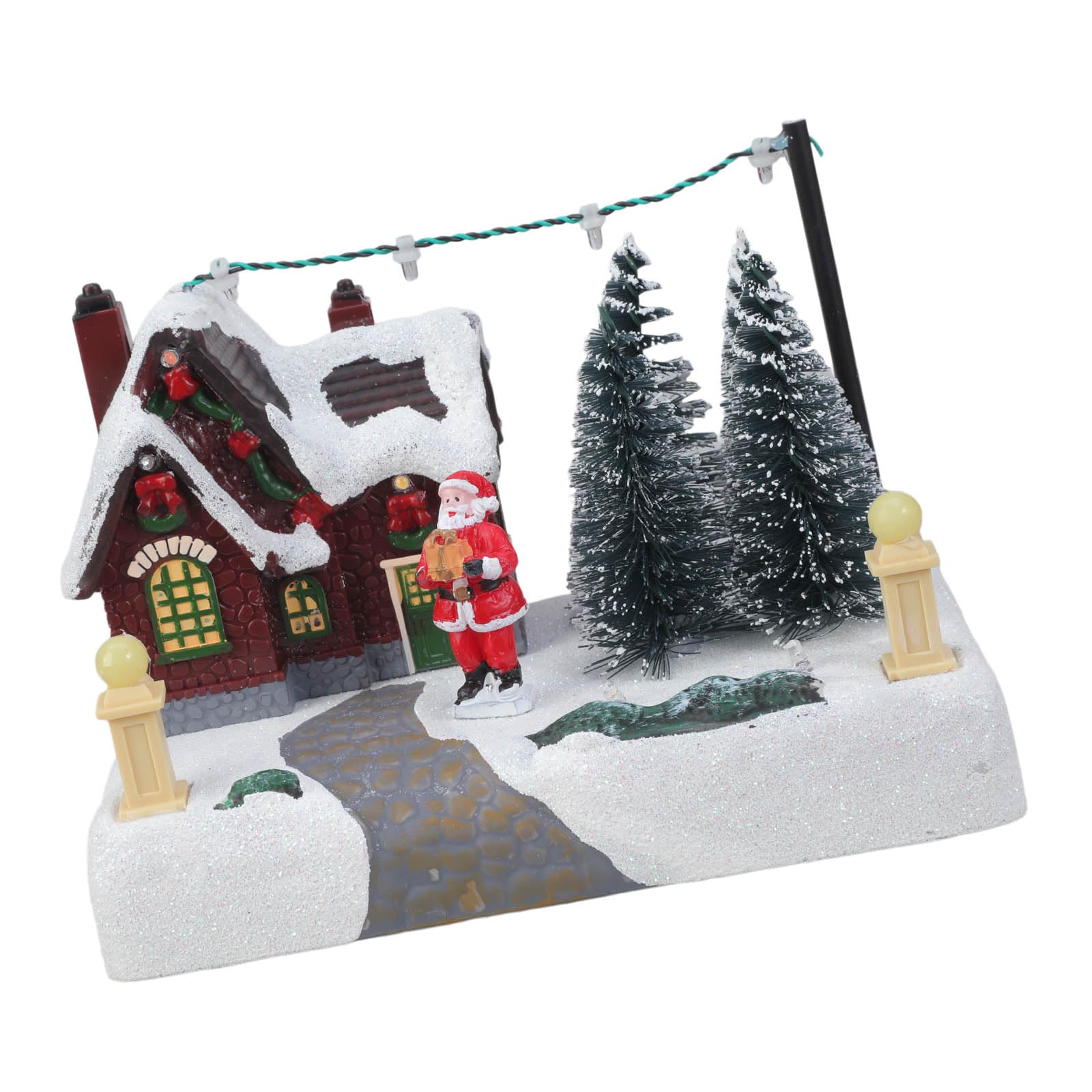 Buxuaaaa Melodys Boxes with Ambients LED Illuminations Shatterproofs Resins for Tabletops Decoration LED Christmas Music Boxes