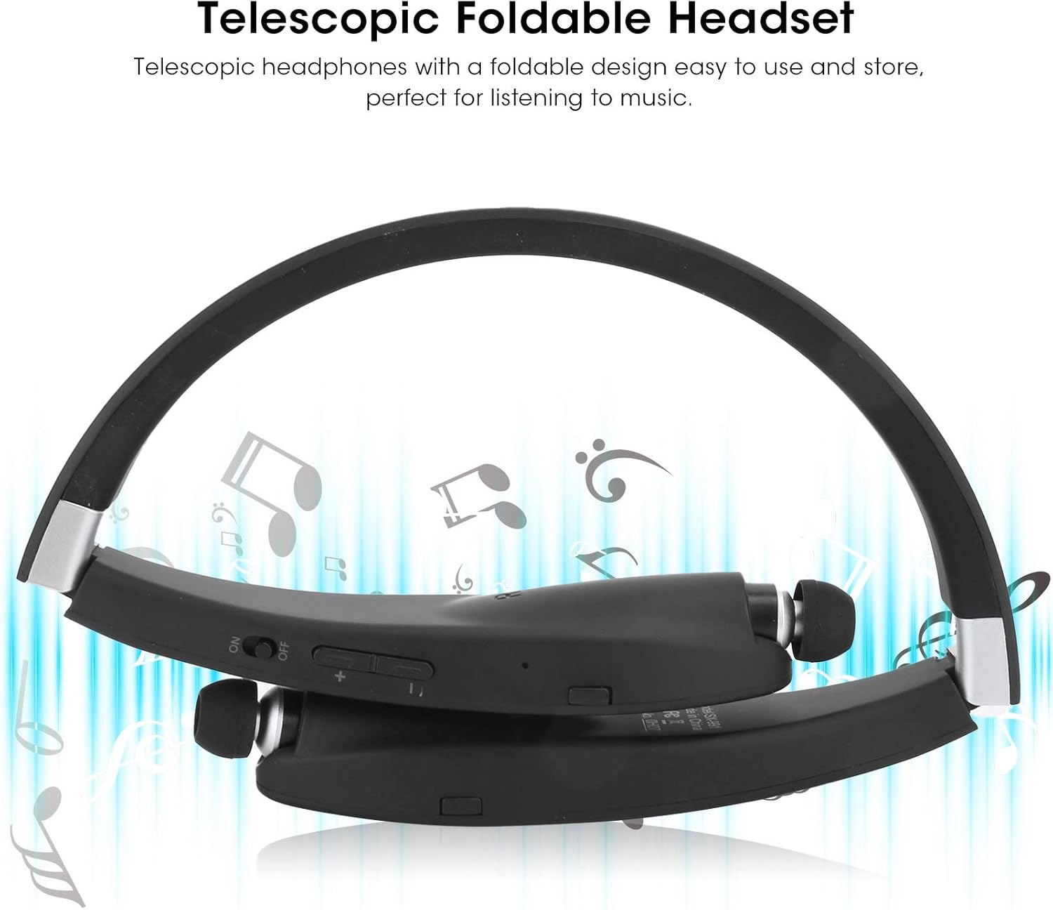 Dilwe SX?991 Stereo Bluetooth5.0 Headphones Neckbands with Retractable Earbuds,Foldable Bluetooth5.0 Headphones Speaker 2 in 1,Universal Sports Earphone,for Home Office,Video - Image 3