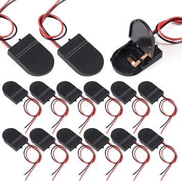 Aobao 15pcs cr2032 Battery Holder, CR2032 Battery Holder with Switch, Coin Cell Holder, 1 x 3V CR2032 Button Coin Cell Battery Holder with Leads On Off Switch Black