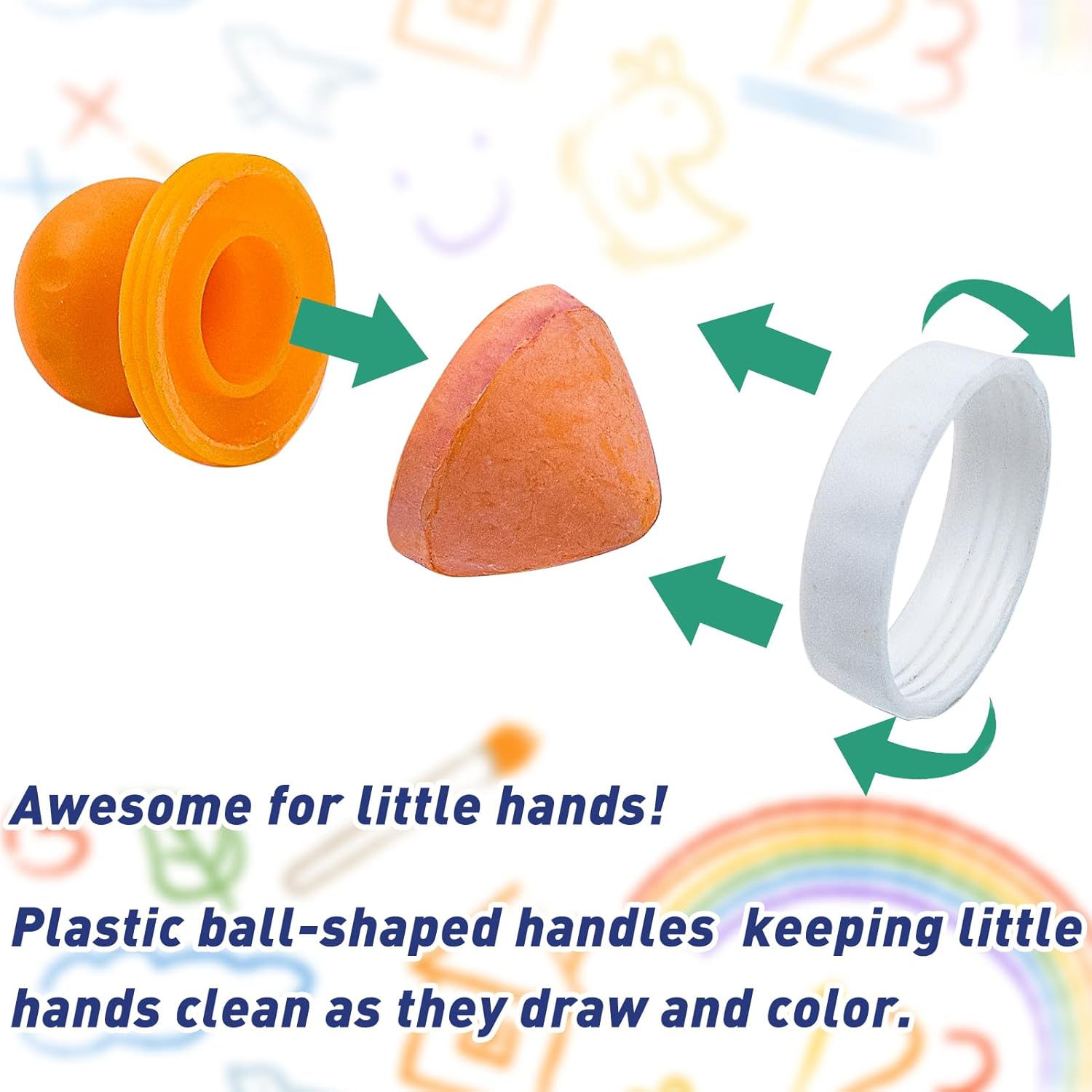 6 PCS Toddler Sidewalk Chalk Easy Grip Washable Colored Chalk for Kids Non Toxic Cone-Shaped Dust Free No Mess On Hands for Paint Doodling Drawing Writing Art Play Chalkborad Indoor Outdoor