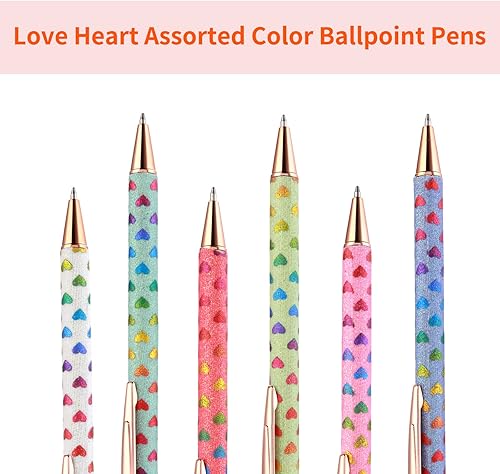 Miniatura 2 de Cobee Bolígrafos de metal brillante, paquete de 6 bolígrafos retráctiles de 0.039 pulgadas (0.039 in), tinta negra, punta media, regalo para