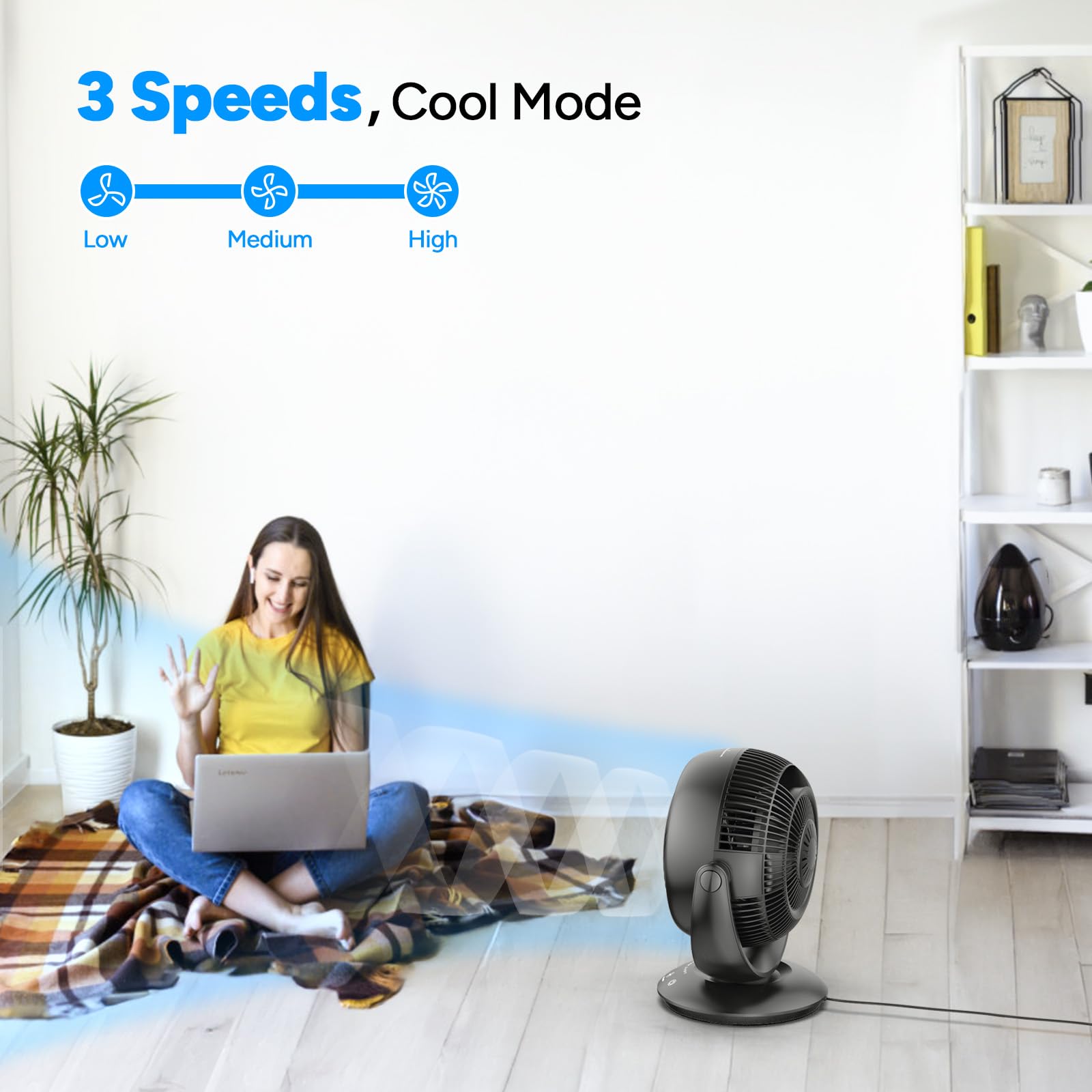 DR.PREPARE Ventilatore da Tavolo Circolazione d'Aria 25dB Ventilatore Potente Silenzioso 3 Velocità Timer 12H Oscillazione 90° Inclinazione 90° con Telecomando per Camera da Letto Ufficio
