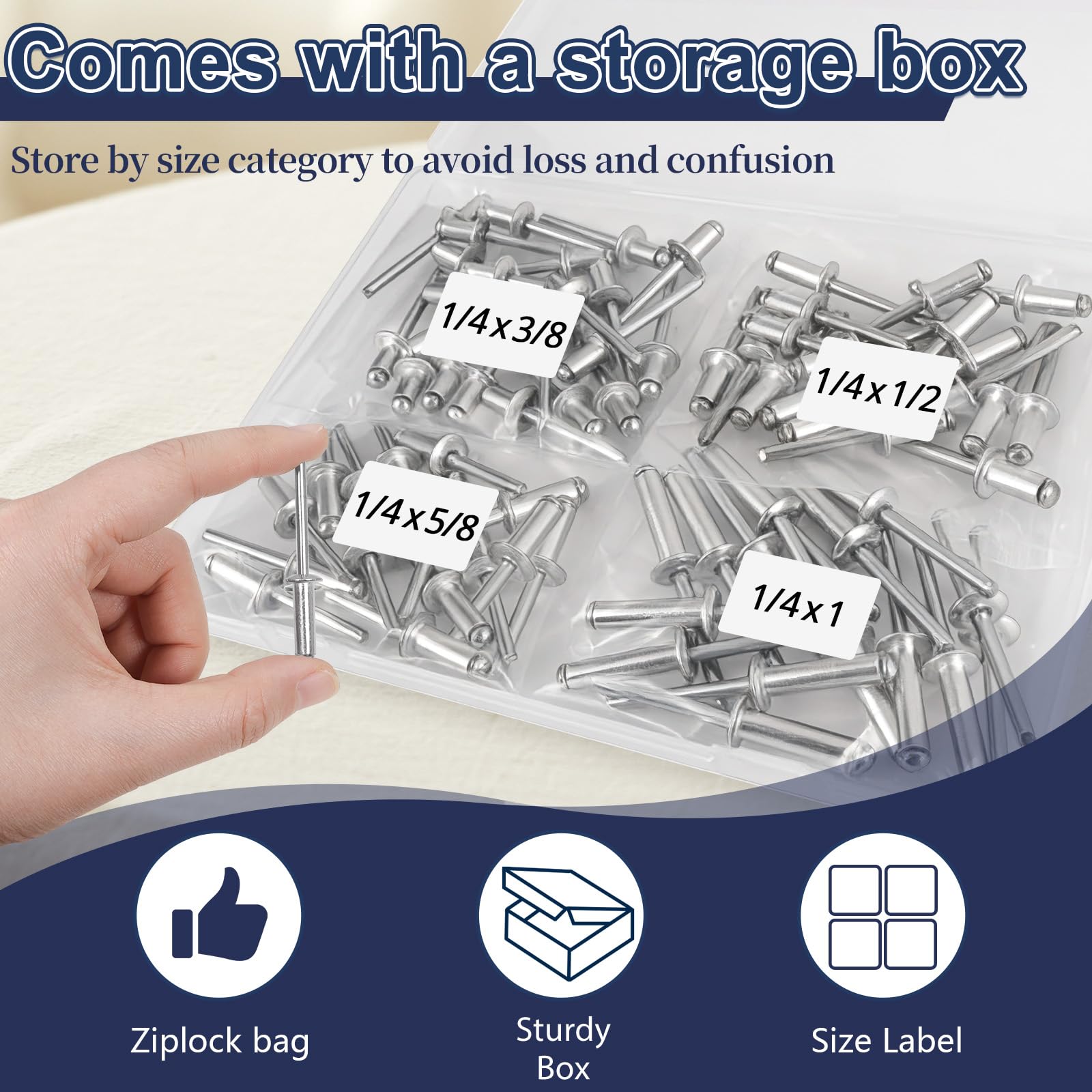 70 Pcs Rivet Assortment Kit - Blind Rivets -5