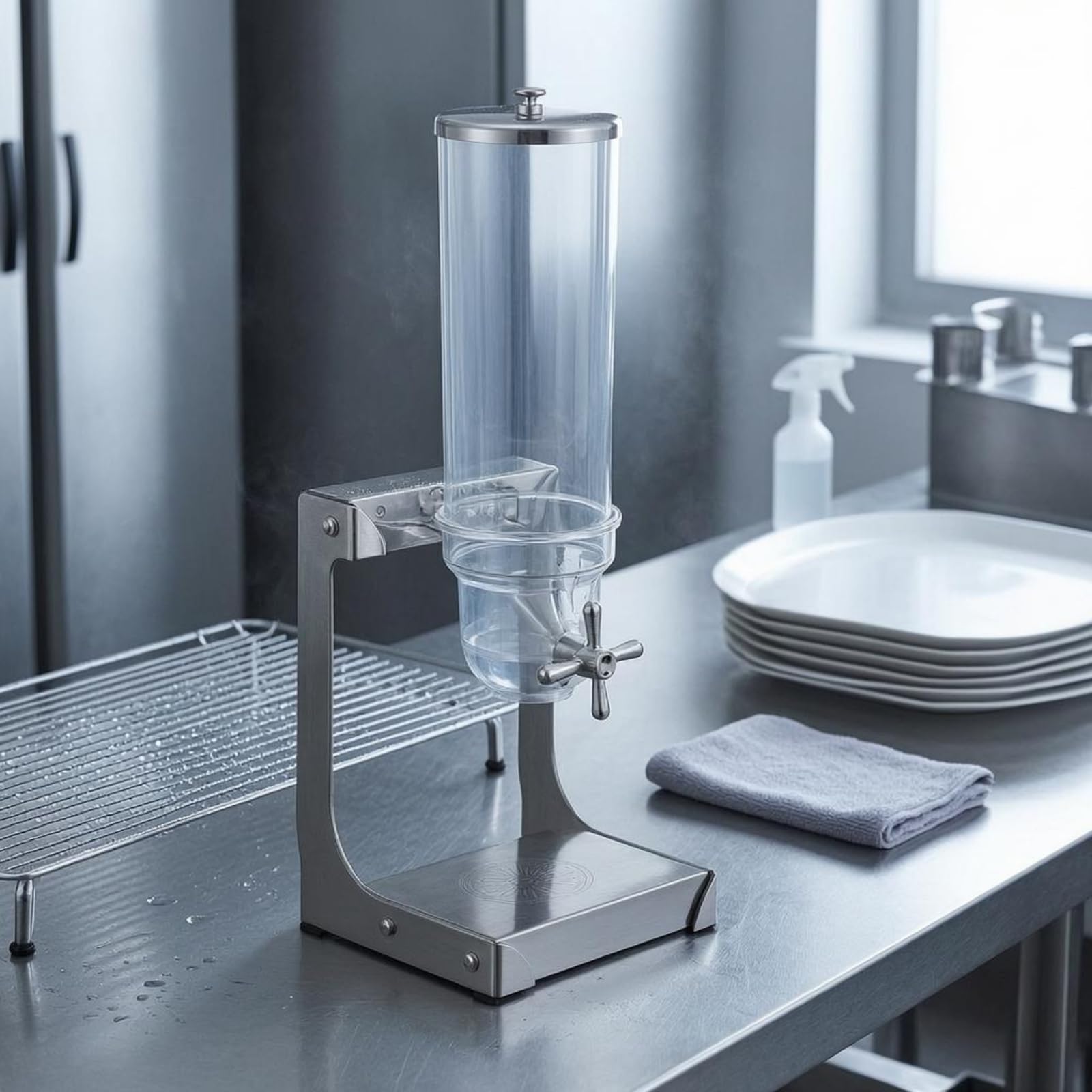 Qianly Máquina Dispensadora Granos Cilíndrico Dispensador Cereal Transparente Base Rectangular Dosificador Granos, 7L Doble Cabezal