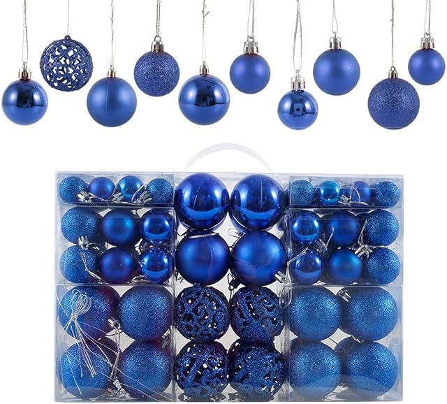 JTWEB 100PCS Christmas Balls, Christmas Baubles, Christmas Balls Ornaments, Xmas Tree Decorations Hanging Decoration, Shatterproof Pendant Baubles for Holiday Wedding Party Decorative(royal blue)