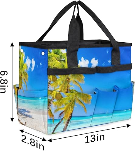 Miniatura 3 de Sea Beach - Bolsa de herramientas de jardín de cocoteros para mujeres y hombres, bolsas de almacenamiento de herramientas de jardinería con 10