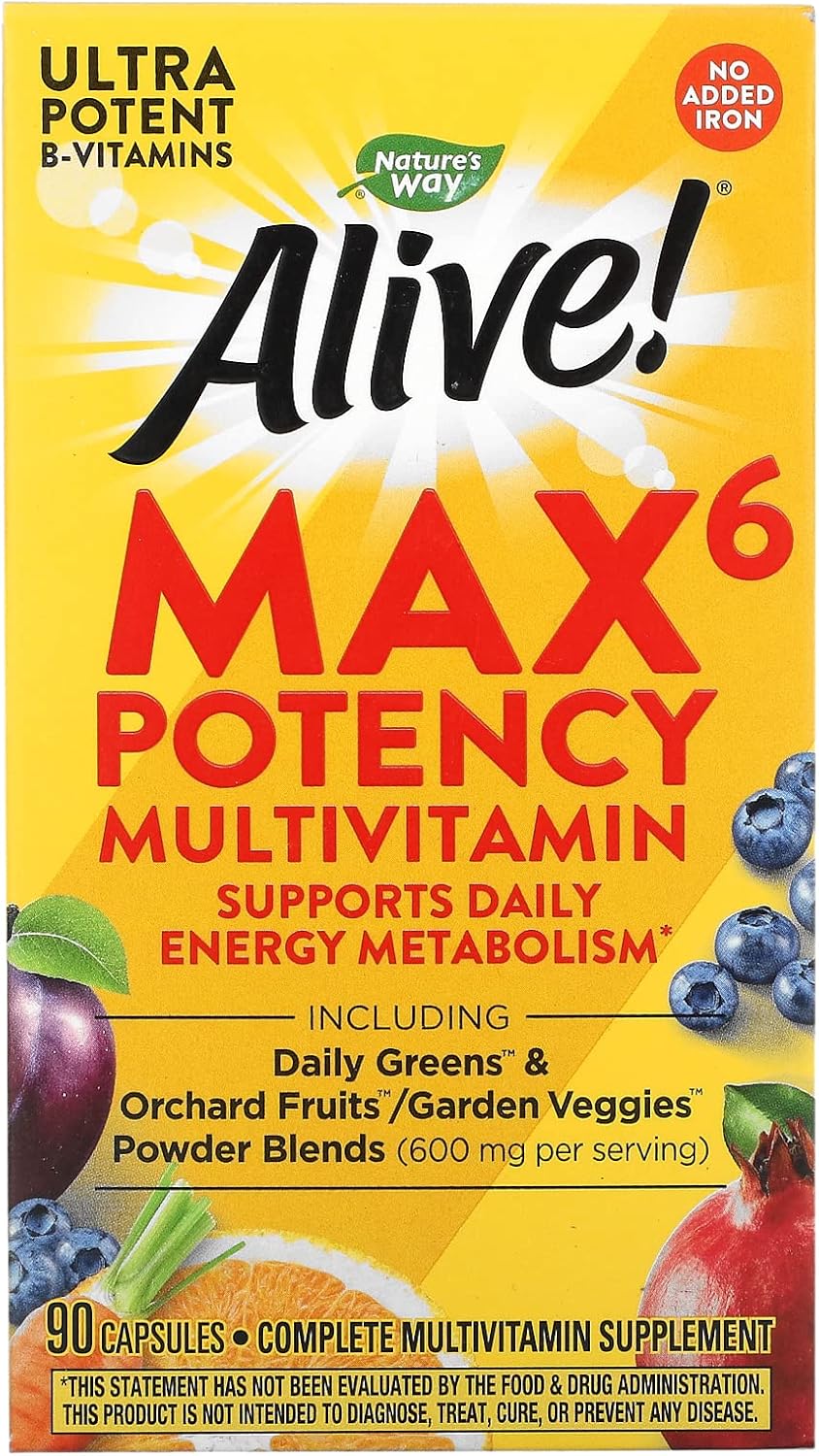 Nature's Way, Alive! Max6 Dailiy, Multi-Vitamin, Max Potency, 90 Veg Caps