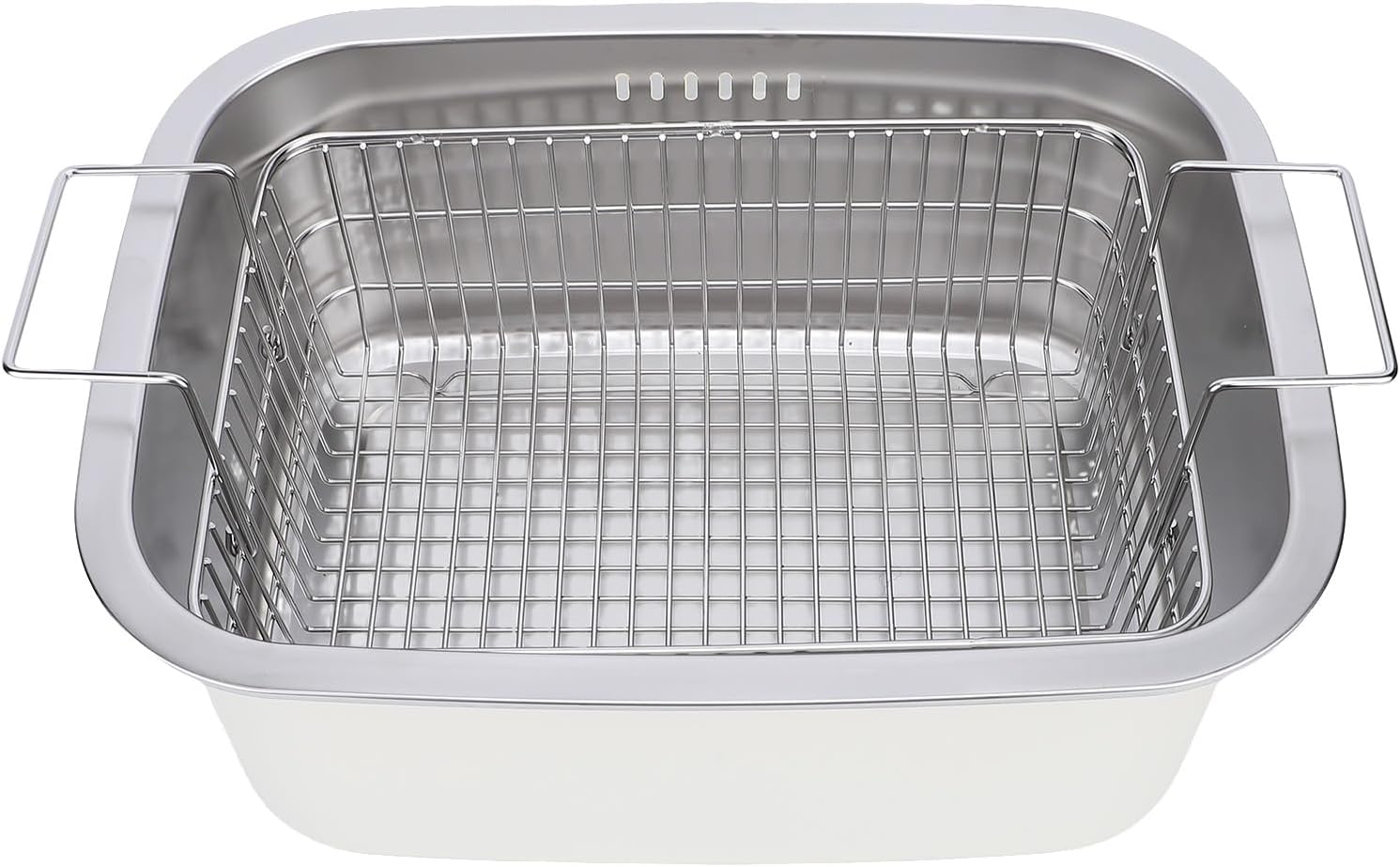 Focket Vegetable Washing Basin, 7.5L 304 Stainless Steel Portable Washing Bowl with Straining Slots Drain Basket for Camping RV Kitchen Drainage