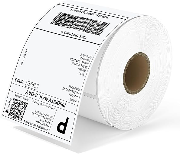 MUNBYN Thermal Shipping Labels, 4x6 Labels for Printer, 500 Sheets/1 Roll | Commercial Grade, No BPA and BPS, Print Clear and Sharp, Strong Adhesive, Compatible with Most Thermal Printers