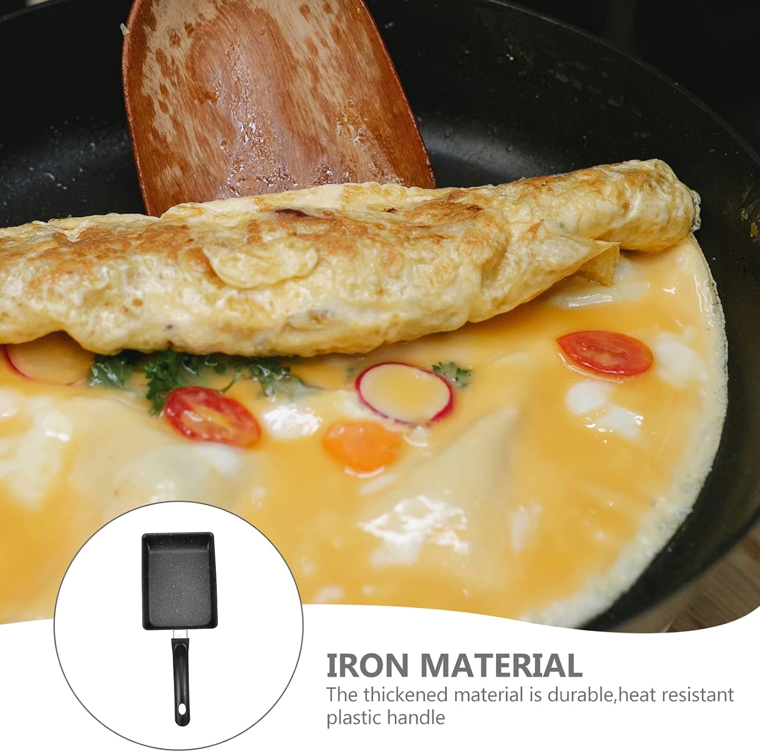 Breakfast Griddle Iron Tamagoyaki Pan Cast Skillet Omelet Rolled Egg Pan Frying Pan Square Grill Pan With Handle For Home Kitchen Breakfast Cooking Frying Pans Wok