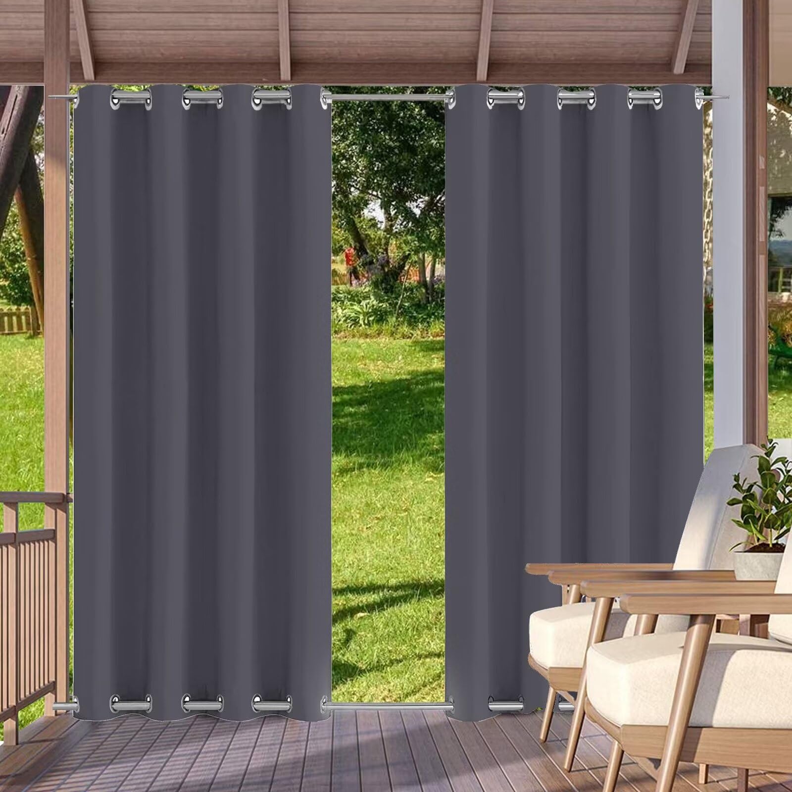 tenda da esterno tende impermeabile con anelli Superiore e Inferiore oscurante impermeabili per gazebo da sole antipioggia tende oscuranti esterni veranda Antracite 1 Pezzo 90x200cm (BxH)