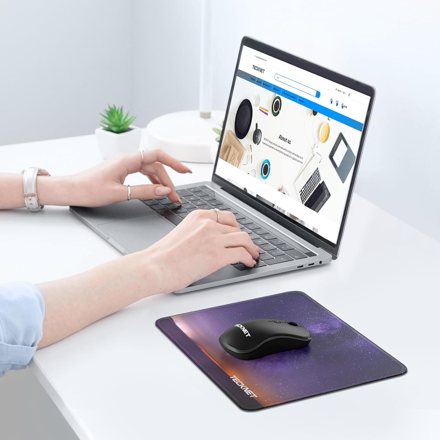 TECKNET Mouse Pad with Anti-fray Stitching, Waterproof Surface & Non-Slip Rubber Base with Stitched Edges Gaming Mouse Mat for Laptop，Compatible with Laser and Optical Mice- Dark Purple Galaxy - 6