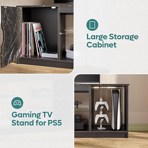 Miniatura 7 de Bestier Soporte de TV LED para TV de 556065 pulgadas, centro de entretenimiento para juegos con gabinete para PS5, Xbox, gabinete de TV moderno con
