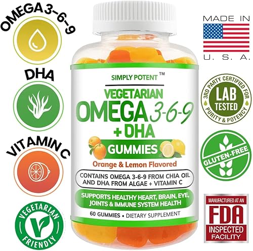 Miniatura 2 de Simply Potent Omega 3 - Gomitas de aceite de pescado sin pescado sin krill, suplemento vegetariano sin erupciones para hombres, mujeres y niños