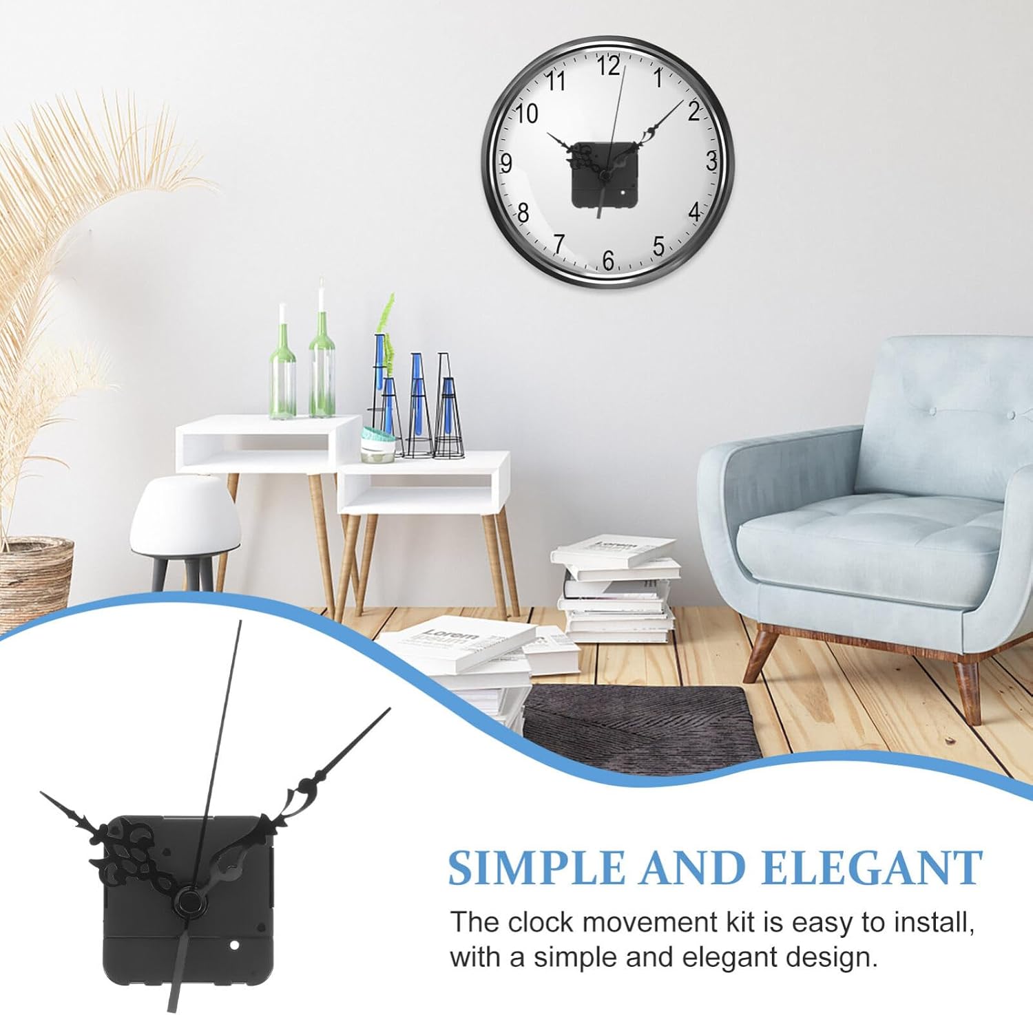 SUPVOX Black Quartz Wall Clock Movement Kit, Battery Operated, Replacement for Large Clocks