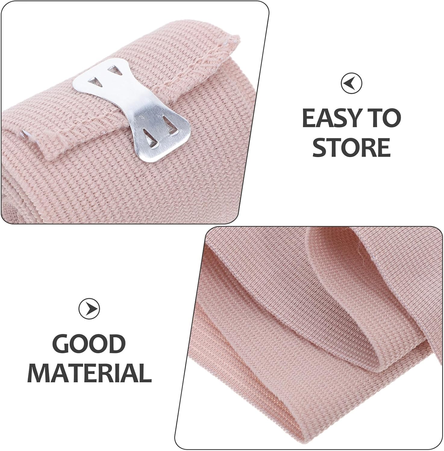 OSALADI 4pcs Self-Closing Elastic Bandage Wraps with Clip Closures, Skin Tone High Elasticity Compression Bandages for Knee, Ankle, Arm, and Leg Support, Sports Injury Muscle Sprain Wraps